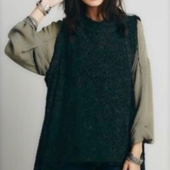 Free people Stand and Deliver sleeveless Oversized swing cape wool alpaca mix - Picture 2 of 12
